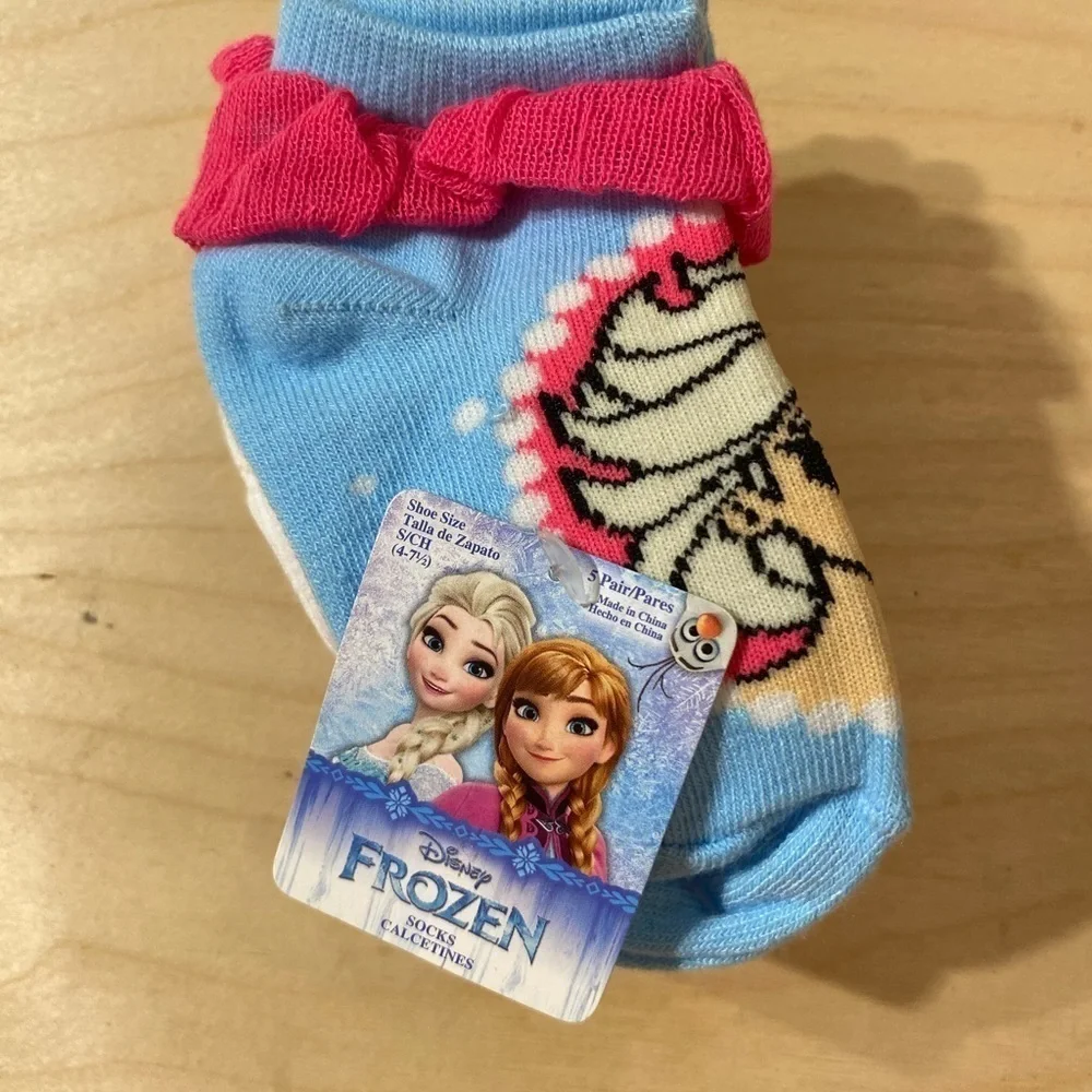 Disney Frozen Socks Shoe Size (4-7 1/2) 5 pair (HL)